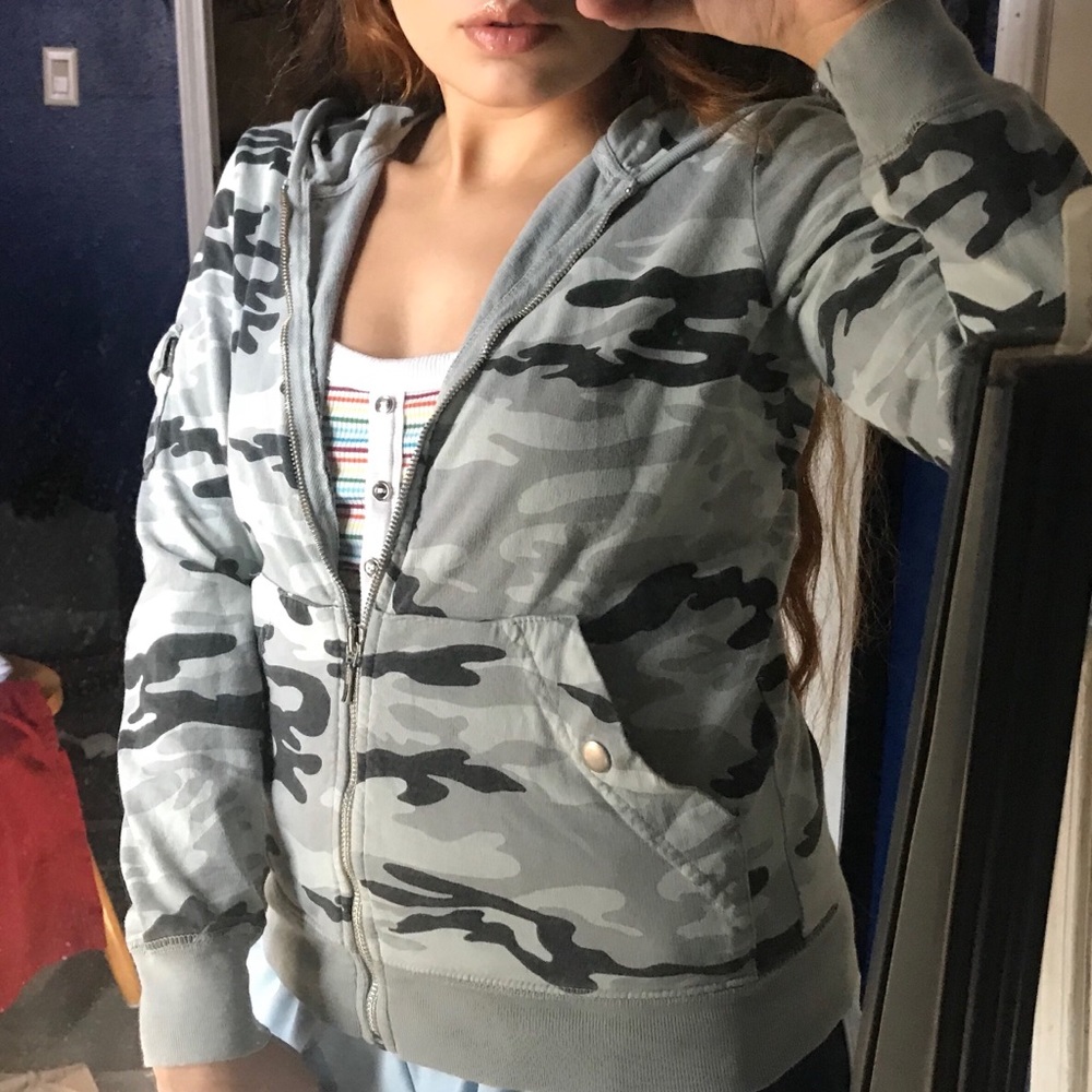Grey camouflage hoodie